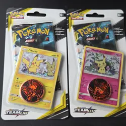 Pokemon TEAM UP Blister Packs Checklane Pikachu &Mimikyu SM162 &3 promo-LOT OF 2 - Image 1