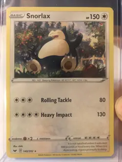 Pokemon TCG Snorlax Sword & Shield Base Set 140/202 Regular Rare Mint - Image 1