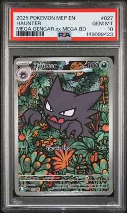 2025 POKEMON MEP EN-ME BLACK STAR PROMO #027 HAUNTER PSA 10 - Image 1