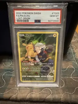 2022 Pokemon SWSH FA Pikachu Lost Origin TG05/TG30 PSA 10 Gem Mint Full Art - Image 1