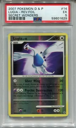 Pokemon Diamond And Pearl Secret Wonders #14 Lugia Reverse Foil PSA 5 - Image 1