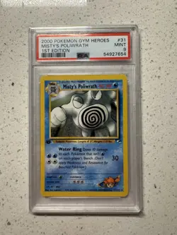 2000 POKEMON GYM HEROES 1ST ED #31 MISTY'S POLIWRATH PSA 8 - Image 1