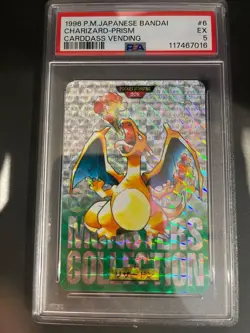[PSA 5] 1996 Bandai Carddass Vending #6 Charizard Prism Japanese Pokemon F/S - Image 1