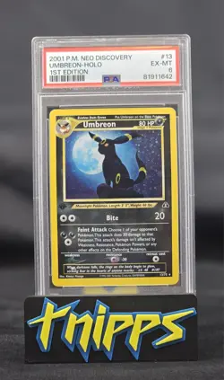 2001 Pokemon Neo Discovery 1st Edition Umbreon 13 Holo Rare WOTC EX-MINT PSA 6 - Image 1