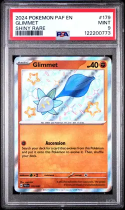 2024 POKEMON PAF EN-PALDEAN FATES SHINY RARE #179 GLIMMET PSA 9 - Image 1