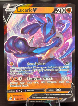 Lucario V 2021 Pokemon Champion's Path #027/073 Holo Ultra Rare Fighting - Image 1