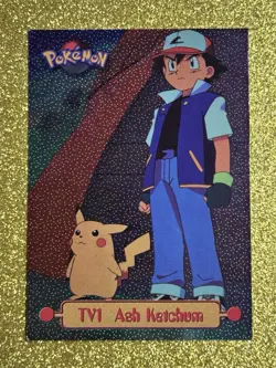 TV1 Ash Ketchum - Series 1, Black Label, Holo Foil (Pokemon Topps, 1999) - Image 1