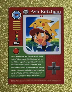 TV1 Ash Ketchum - Series 1, Black Label, Holo Foil (Pokemon Topps, 1999) - Image 2