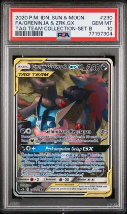 2020 POKEMON INDONESIAN SUN & MOON #230 FA/GRENINJA & ZRK.GX TAG TEAM COLLECTION - Image 1