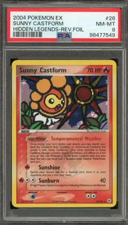 Pokemon Sunny Castform EX Hidden Legends Reverse Holo Rare #26 PSA 8 - Image 1