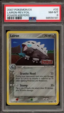 Pokemon Lairon EX Power Keepers Reverse Holo #32 PSA 8 - Image 1