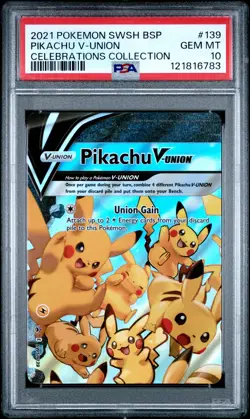 2021 POKEMON SWSH BLACK STAR PROMO CELEBRATIONS COLL #139 PIKACHU V-UNION PSA 10 - Image 1