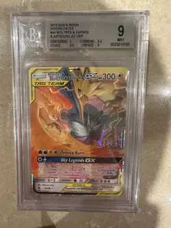 Moltres & Zapdos & Articuno GX 44/68 2019 Hidden Fates BGS 9 - Pokemon TCG RARE - Image 1