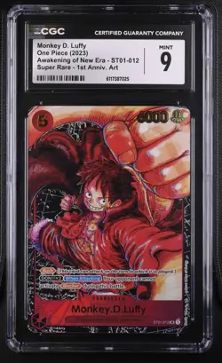 One Piece Monkey D. Luffy Alt Art OP05-012 Awakening New Era CGC 9 - Image 1