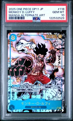 MANGA ALT ART GEAR 4 MONKEY D. LUFFY One Piece 2025 OP11 Japanese #118 PSA 10 - Image 1