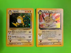 PAIR OF POKEMON CARDS - RAICHU & DARK RAICHU BASE SET HOLO VINTAGE CARDS COOL!!! - Image 1