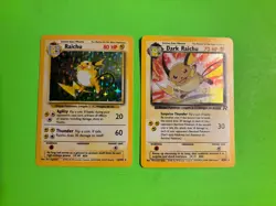 PAIR OF POKEMON CARDS - RAICHU & DARK RAICHU BASE SET HOLO VINTAGE CARDS COOL!!! - Image 2