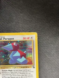 Cool Porygon 15 Black Star Promo Holo Swirl WOTC Pokemon Card Vintage DMG - Image 2