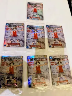 Lot of 7 Bandai One Piece Monkey D. Luffy Collectible US Voyage Cards, RARE Set - Image 1
