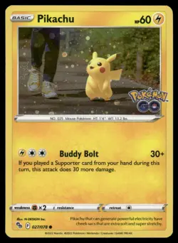 Pokemon Cards Pikachu 027/078 COSMOS HOLO Pokemon GO Common NM - Image 1