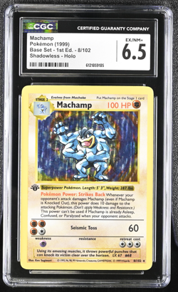 CGC 6.5 MACHAMP 1999 HOLO (Shadowless) 8/102 Pokemon Card 1st Edition - Image 1