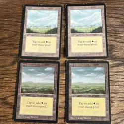 Lot 4 Magic The Gathering MTG Plains Beta LEB Limited Edition Land (HP) - Image 1