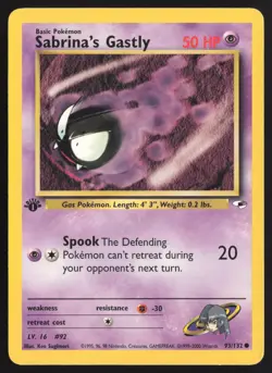 Sabrina's Gastly 93/132 | 1st Edition Gym Heroes | Pokemon NM - Image 1