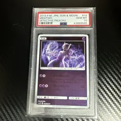 2019 POKEMON JPN SUN & MOON DETECTIVE PIKACHU #16 MEWTWO PSA 10 - Image 1