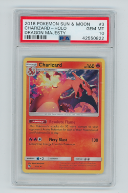 Pokemon PSA 10 Gem Mint 2018 Dragon Majesty Charizard 3/70 HOLO RARE - Image 1