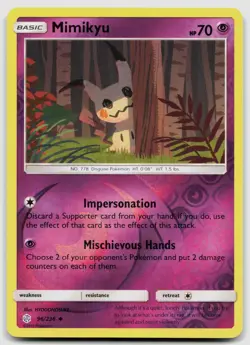 Mimikyu 96/236 Cosmic Eclipse Reverse Holo Pokemon NM - Image 1