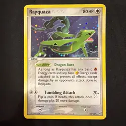Rayquaza 2005 Deck Exclusives Holo Rare Card 22/107 LP Condition w/swirl - Image 1