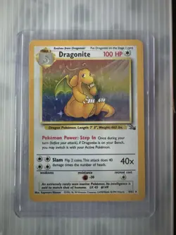 Pokemon TCG Dragonite Holo Rare Unlimited Card 4/62 Fossil Base Set 1999 - Image 1
