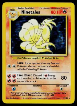 Pokemon Card - Ninetales Base Set Unlimited 12/102 Holo Holo Rare - Image 1