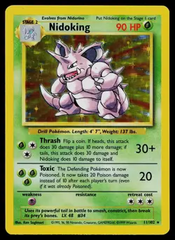 Pokemon Card - Nidoking Base Set Unlimited 11/102 Holo Holo Rare - Image 1