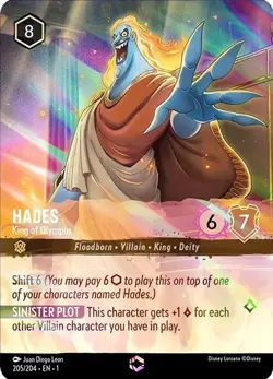 Disney Lorcana Hades King of Olympus Enchanted Full Art Foil 205/204 Mint! - Image 1