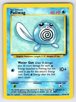 Poliwag 59/102 1999 Base Set Unlimited Pokemon Card WOTC Vintage Common - Vlp - Image 1