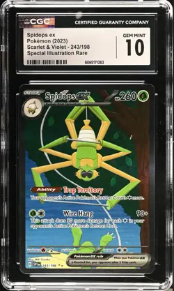 CGC 10 GEM Spidops ex 243/198 Scarlet Violet Base Special Illustration Pokemon - Image 1