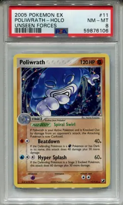 Pokemon Ex Unseen Forces #11 Poliwrath Holo PSA 8 - Image 1
