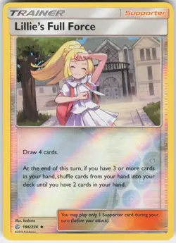 Lillie's Full Force 196/236 Uncommon Cosmic Eclipse Pokemon Reverse Holo NM - Image 1