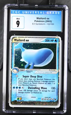 WAILORD EX 100/100 HOLO EX SANDSTORM POKEMON CGC 9 MINT - Image 1
