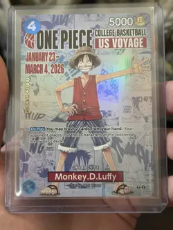 ONE PIECE CARD GAME - COLLEGE BASKETBALL US VOYAGE Monkey.D.Luffy CARD ONHAND - Image 1