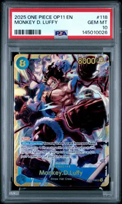2025 ONE PIECE OP11-A FIST OF DIVINE SPEED #118 MONKEY D. LUFFY PSA 10 - Image 1