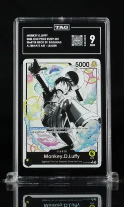 ONE PIECE MONKEY D. LUFFY 2026 STARTER DECK ST29 #001 BLACK/WHITE ALT ART PSA 10 - Image 1