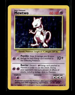 Mewtwo 10/102 Base Set Holo Rare Vintage 1999 Pokemon Card - Image 1