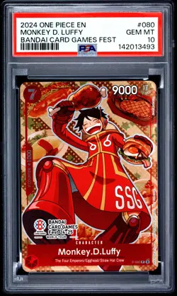 Monkey D. Luffy PSA10 2024 One Piece Promos Bandai Card Games Fest #080 - Image 1