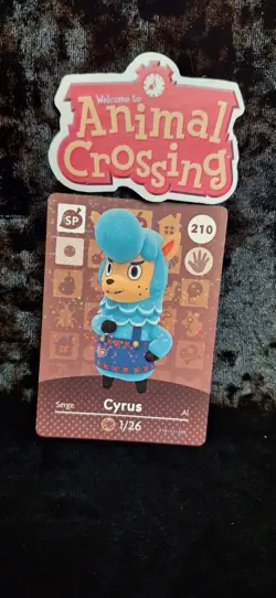 Animal Crossing Nintendo Amiibo Card Cyrus #210 SP Holo Card Stock Authentic - Image 1