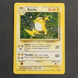 Pokemon TCG Raichu Base Set Holo Rare Card 14/102 Vintage WOTC - Image 1
