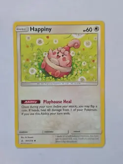 Pokemon Card Happiny 161/214 Unbroken Bonds 2019 Basic Colourless Uncommon - Image 1