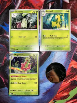 Pokemon Chikorita Bayleef Meganium Perfect Order Promo & Snorlax Coin NM - Image 1