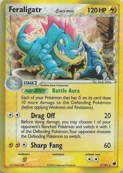 Feraligatr 2/101 Holo EX Dragon Frontiers Delta Species Pokemon Card Holo - Image 1
